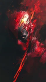 Bold red masked antihero emerges from splashed shadows