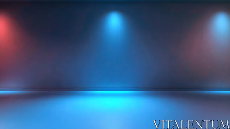 Soft neon stage washed in calming blue and coral light.