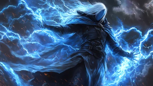 Stormbound faceless mage unleashing electric fury.