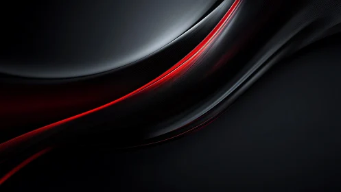 Abstract black background with flowing red and gray lines, modern style.