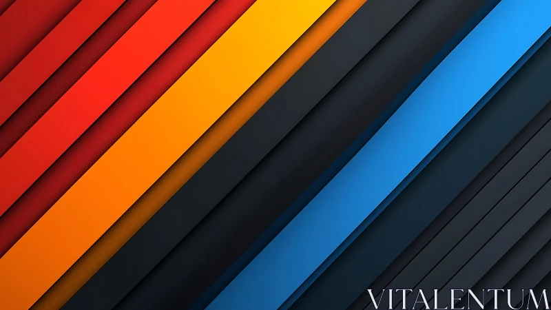 Bold Diagonal Stripes in Red, Yellow, Blue and Black Abstract Art.