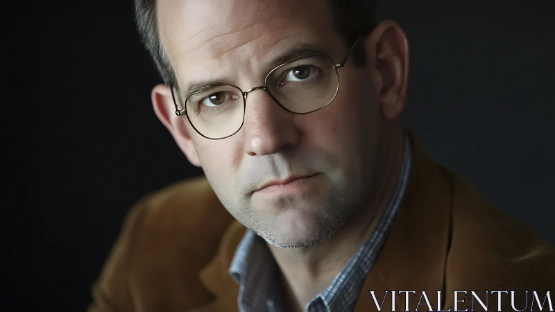 Portrait headshot shows man in glasses under soft light.
