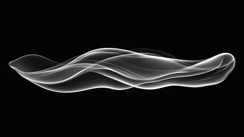Minimalist monochrome waveform ribbon on black ground.
