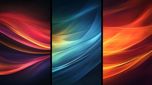 Vibrant flowing light panels evoke motion and modern energy