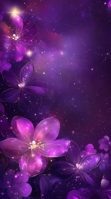 Luminescent Blossoms Cascade Through Violet Darkness.