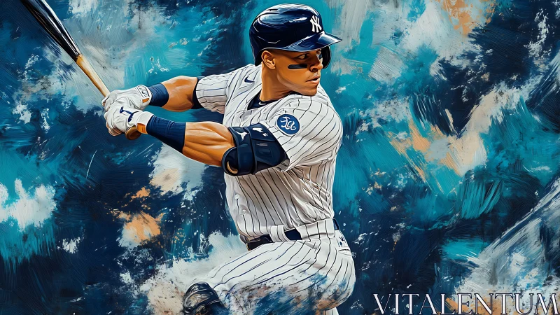 Kinetic digital painting of baseball batter in full swing stance.