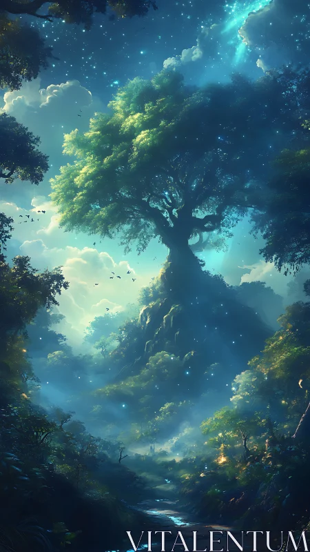 Celestial World Tree: Ethereal Fantasy Landscape