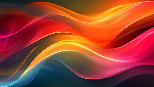 Chromatic light waves in flowing layered gradient ribbons.