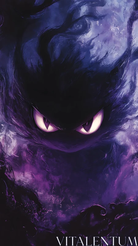 Violet spectral entity emerges from swirling chromatic fog