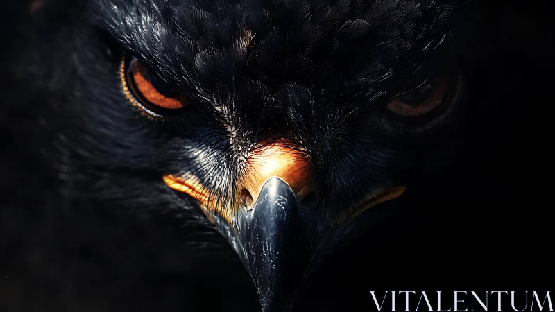 Intense Close-Up of Fierce Eagle Face in Dramatic Lighting.