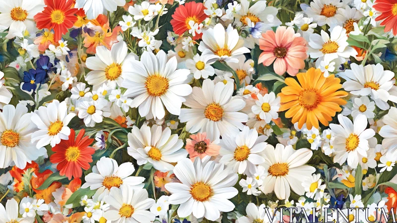 Chromatic Daisy Chorus: Nature's Paint Splash Unfurled.