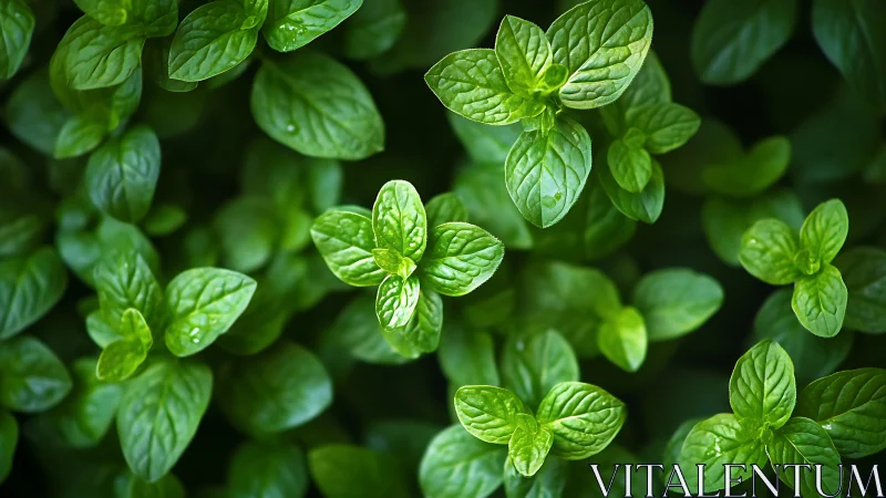 Fresh mint leaves glow in lush, vibrant green light.