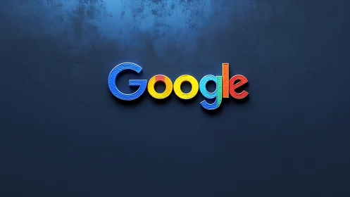 Google Logo 3D Neon Rendering on Textured Dark Background.