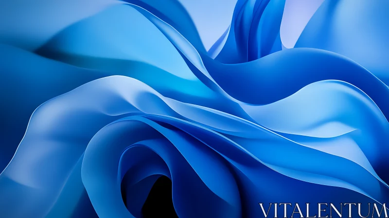 Abstract blue folds forming layered flowing wave structure.
