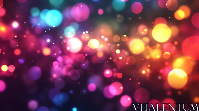 Vibrant bokeh lights in abstract digital art style at night.