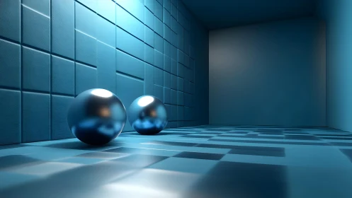 Parametric blue chamber with reflective chrome spheres in GI