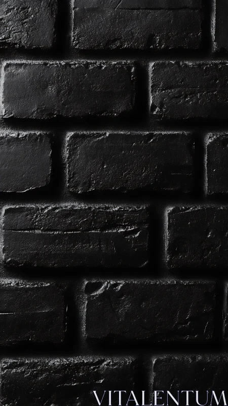 Matte black brick wall with rough textured surface pattern.