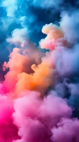 Chromatic clouds drift in a dream-bright vertical sky.