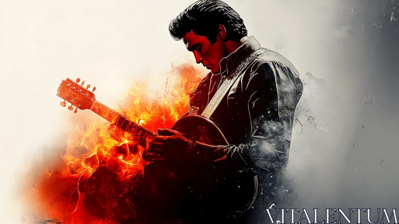 Guitar-slinging silhouette ignites a wildfire of melody.