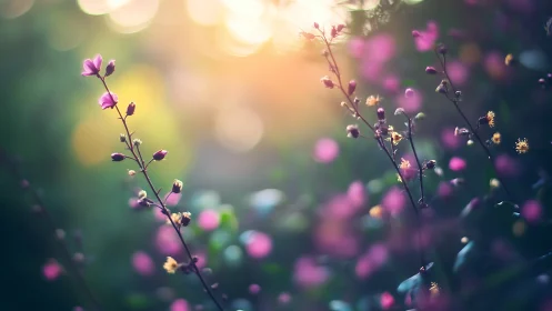 Twilight blossoms whisper in dreamy violet bokeh hush.