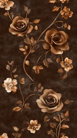Monochrome sepia floral pattern shows layered digital roses on leather