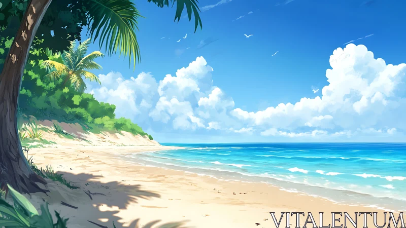 Tropical Paradise: Where Sand Whispers Meets Sky Dreams.