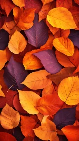 Macro autumn foliage field with layered chromatic leaves.
