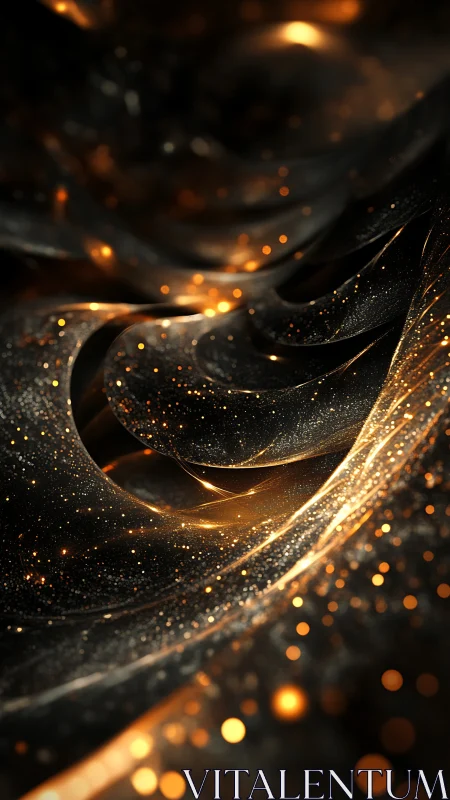 Volumetric golden particle waves in dark abstract vortex field