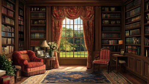 Sunlit library lounges quietly while stories wait to speak