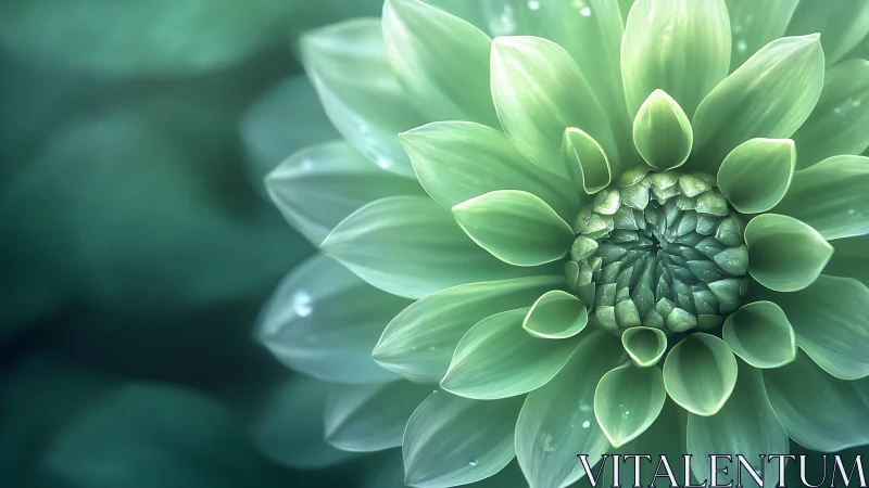 Delicate Green Dahlia Kissed by Morning Dew.