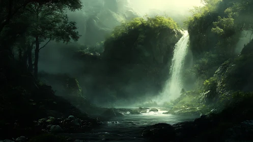 Misty Waterfall Canyon Dream Sanctuary.