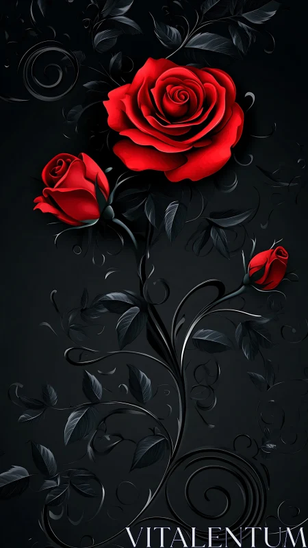 Crimson Bloom Emerges Against Velvet Shadows