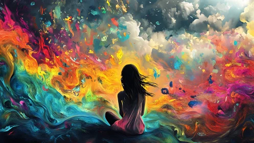 Solitude at the Edge of a Storm of Liquid Color.