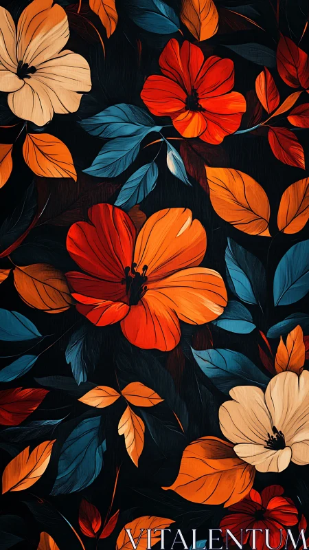 Chromatic Floral Composition with Layered Botanical Elements.