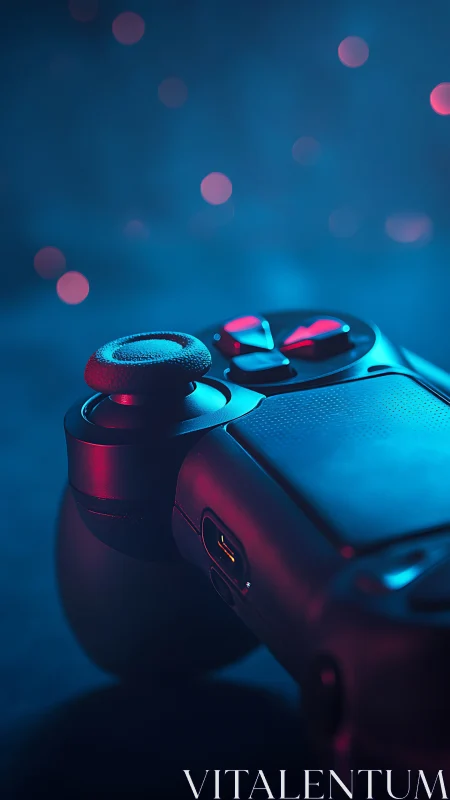 Game Controller with LED Lighting in Blue and Magenta Environment