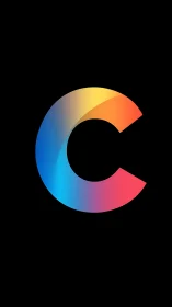 Vibrant gradient C shape arcs across deep black background