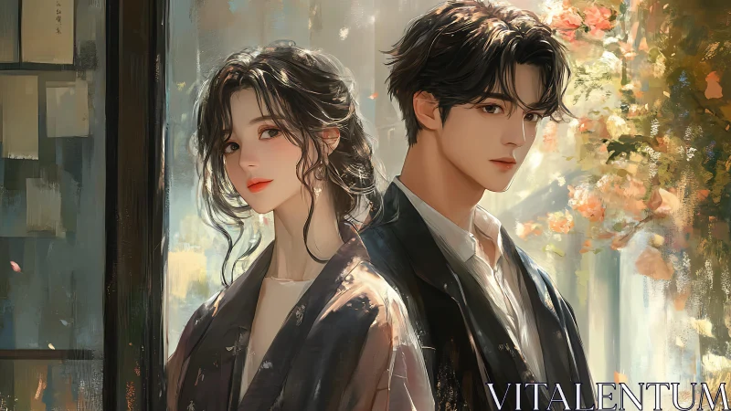 Soft autumn light lingers between two quiet, painted hearts