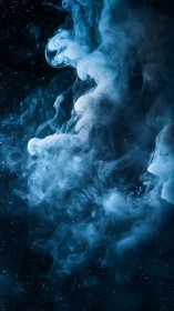 Nebulous blue vapor curls through star-dense cosmic void
