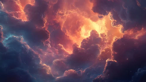 Solar storm dreaming through luminous nebula clouds.