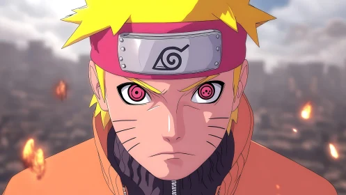 Chakra-charged shinobi portrait with dojutsu focus rendering.