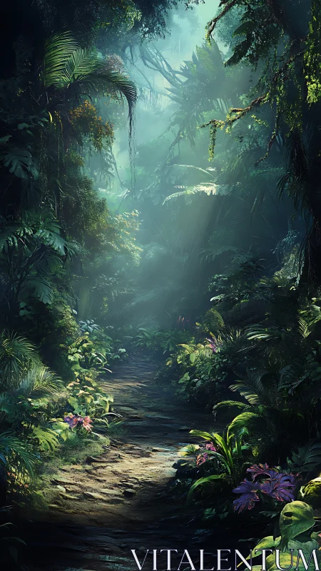 Volumetric Light Through Dense Jungle Canopy With Atmospheric Depth