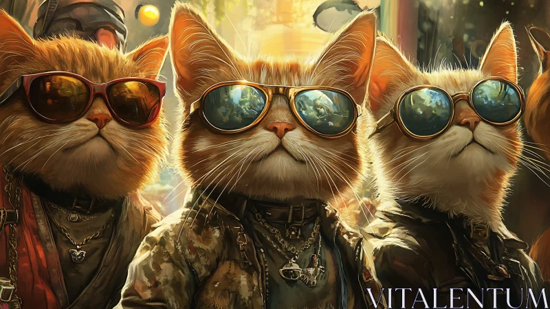 Three Cool Cats: Sunglasses and Attitude in Golden Light.