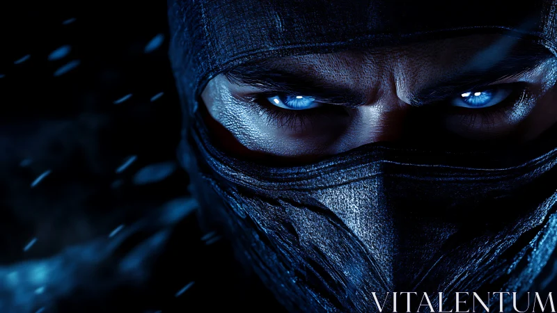 Digital painting close-up of masked ice warrior portrait.