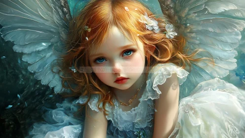 Young winged girl rendered in detailed digital fantasy art