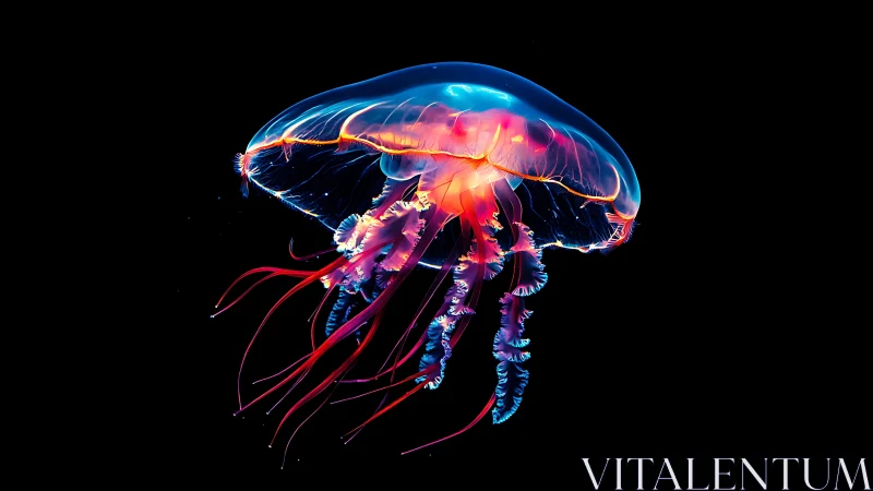 Digital jellyfish render isolates luminous form on black