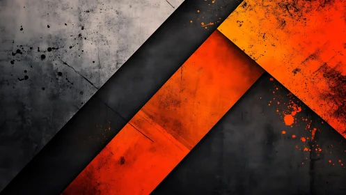 Grunge abstract geometric background with orange and black diagonal lines.