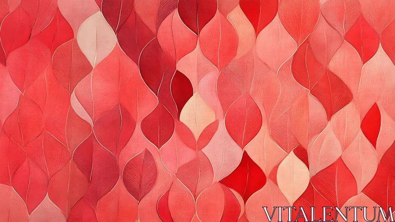 Red and pink overlapping leaf shapes in abstract pattern.