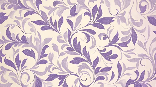 Purple botanical scrollwork pattern on pale background.