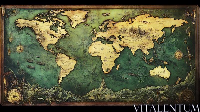 Whimsical vintage world map inviting curious daydreams.