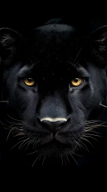 Black Panther Stares Forward with Golden Eyes